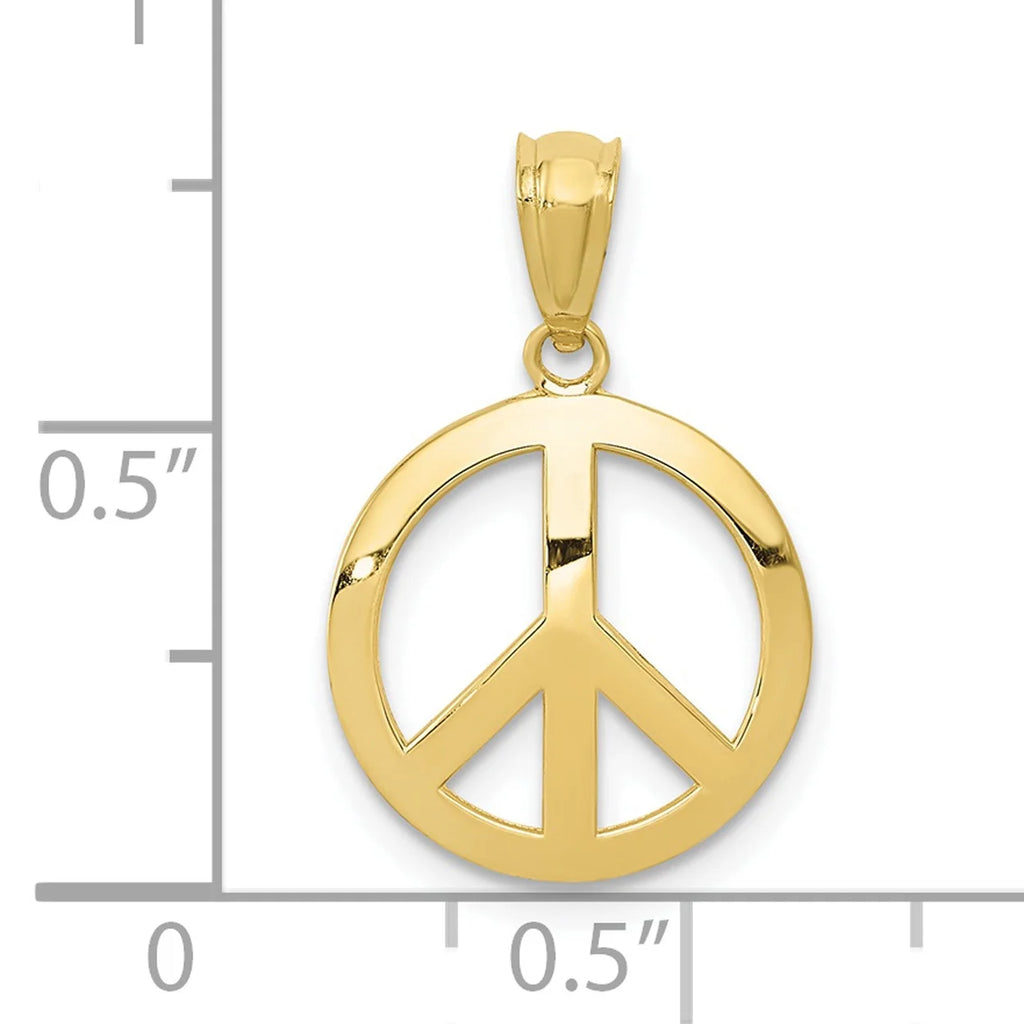 10K Yellow Gold Polished Peace Sign Circle Pendant Charm O544067