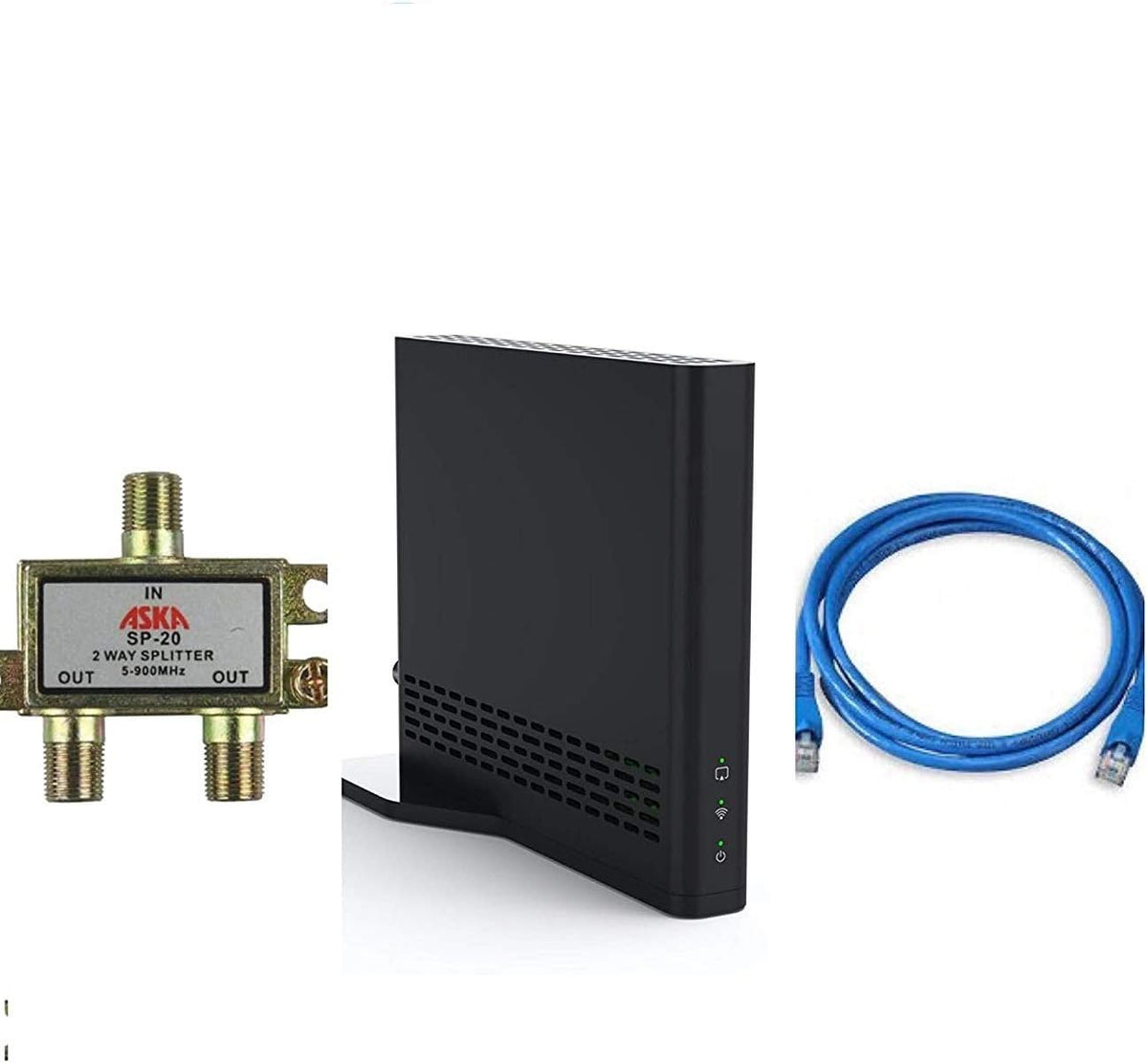 Dual-Tuner Local Channel Streamer with Cat5e UTP Cable and Coaxial Cable Splitter M64898