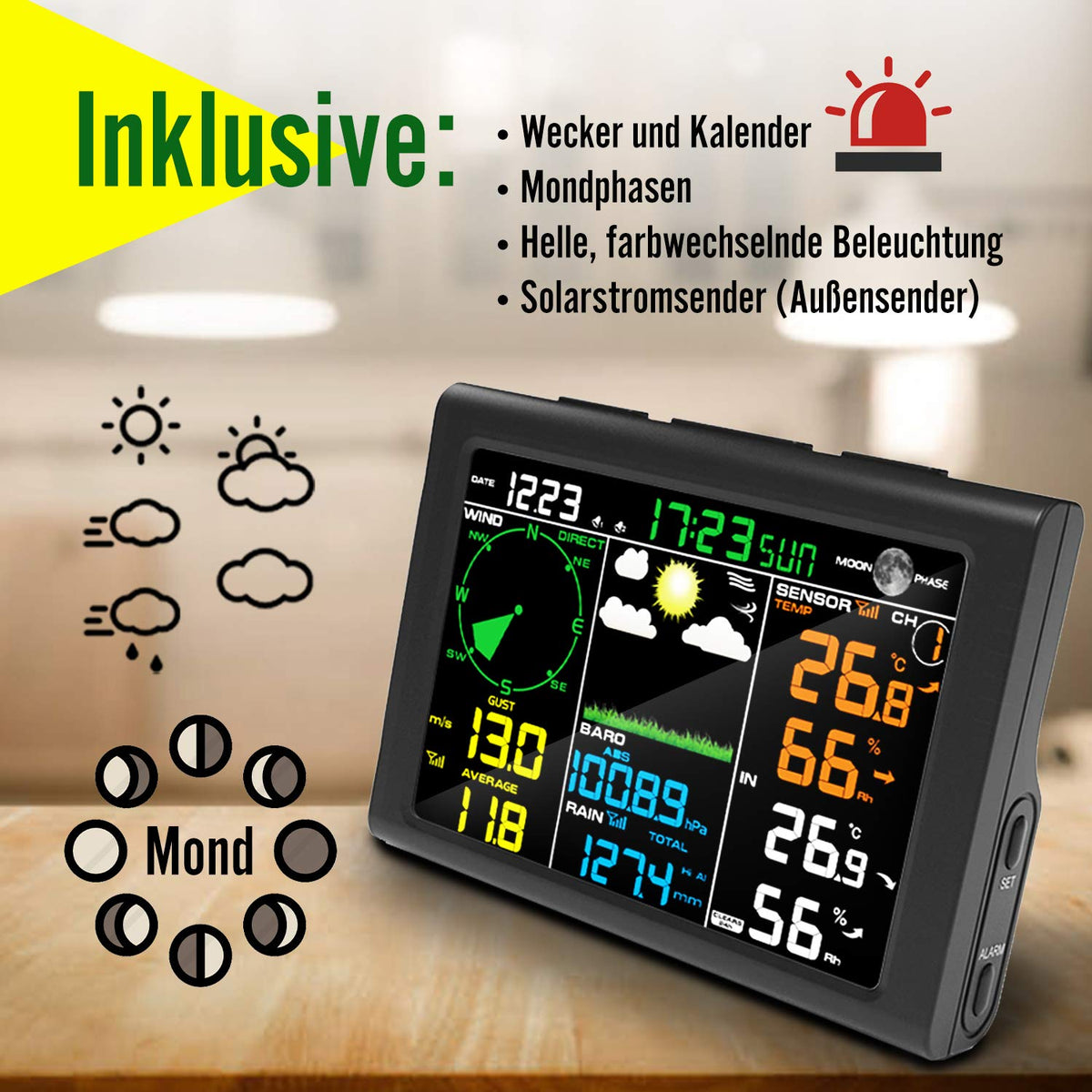 Wireless 5-in-1 Weather Station with Outdoor Sensor H2290