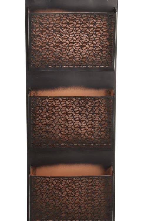 Metallic Black / Beige Wall Mounted 3 Pocket Letter Holder H17904