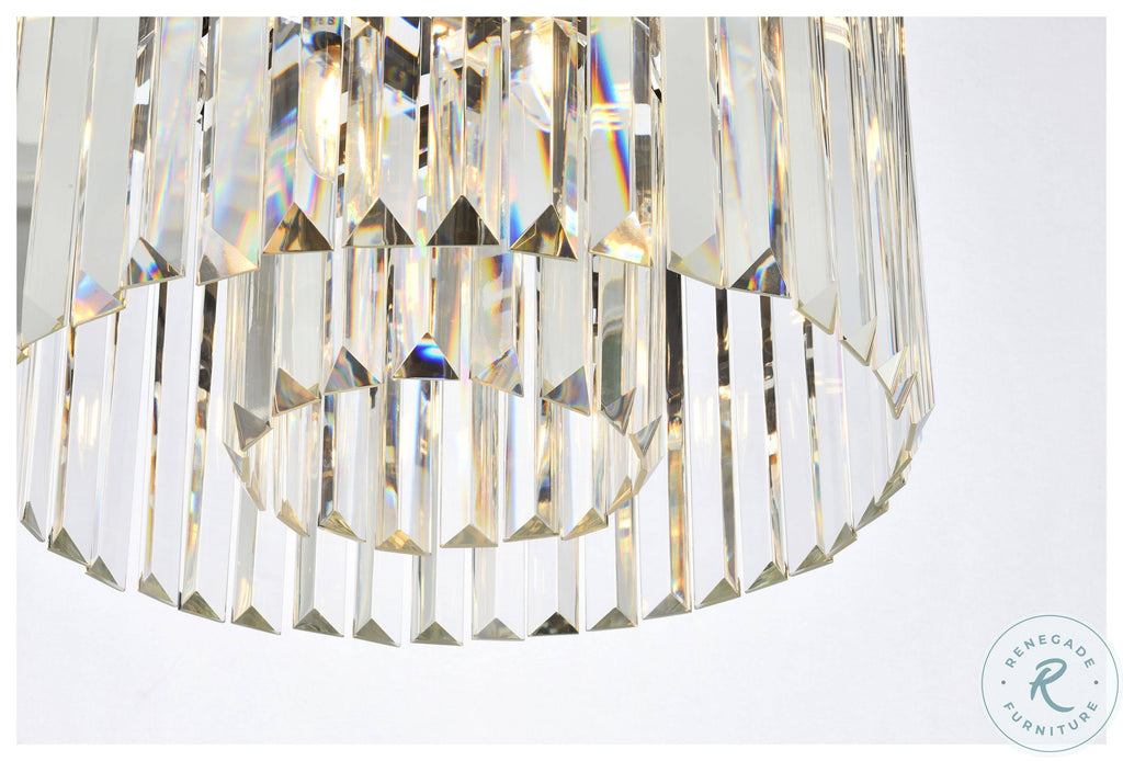 6 Light Matte Black Flush Mount Crystal Q924