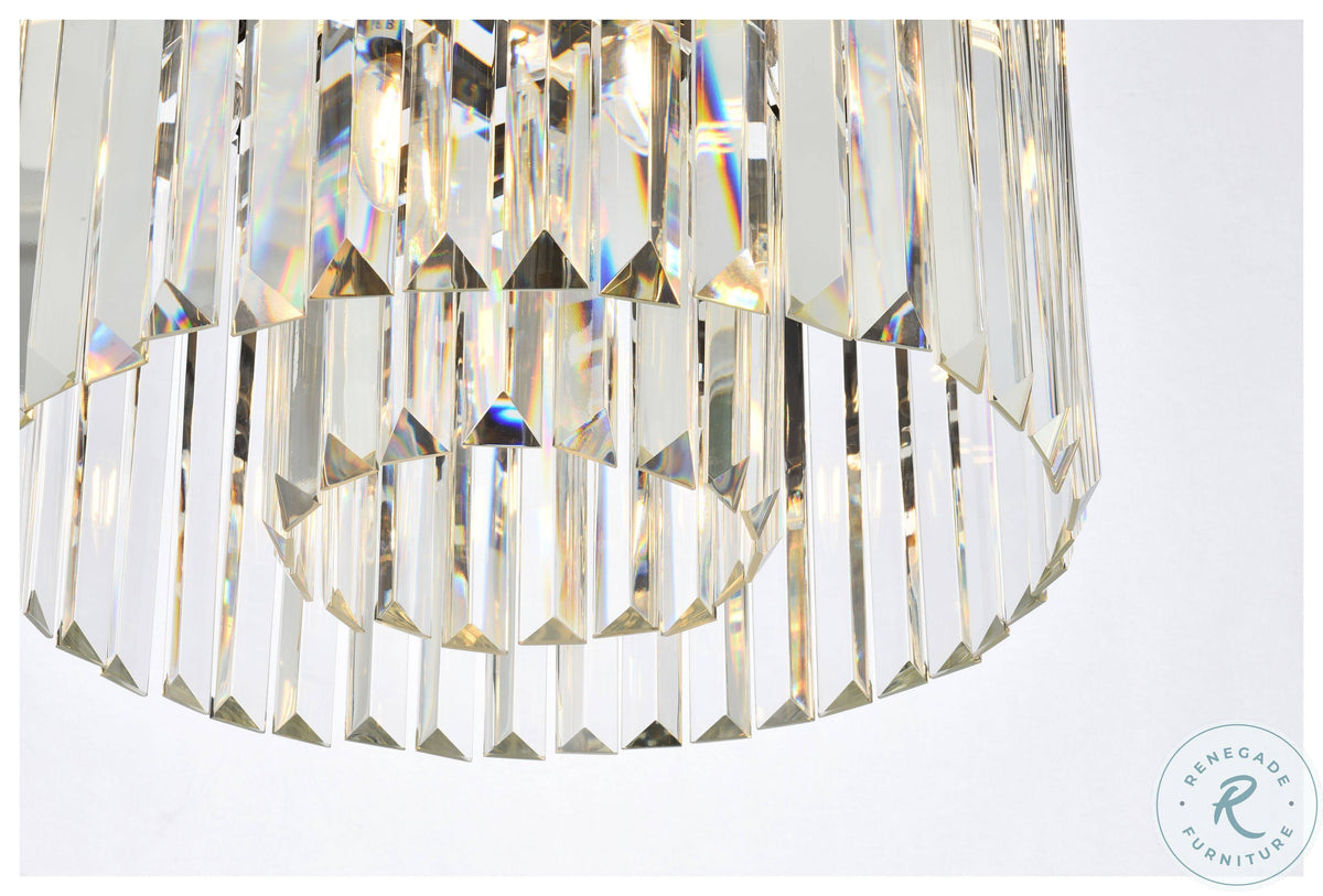 6 Light Matte Black Flush Mount Crystal Q924