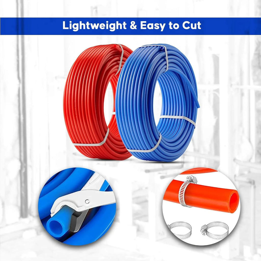 2 Rolls 1/2 Inch X 50 Ft Blue And Red PEX Pipe H2539