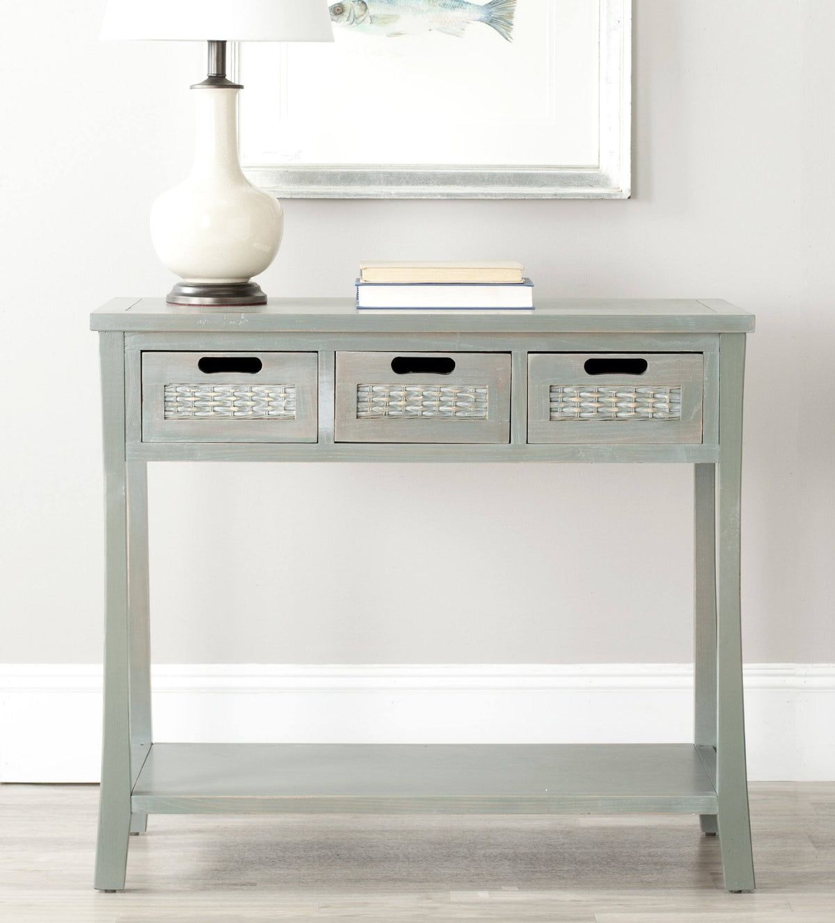 French Grey 3 Drawer Console L98497