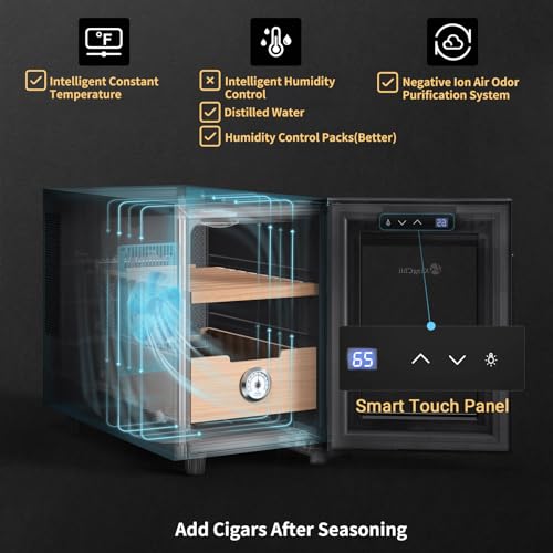 8L Electric Cigar Humidor Cabinet with Cedar Wood Shelves K665