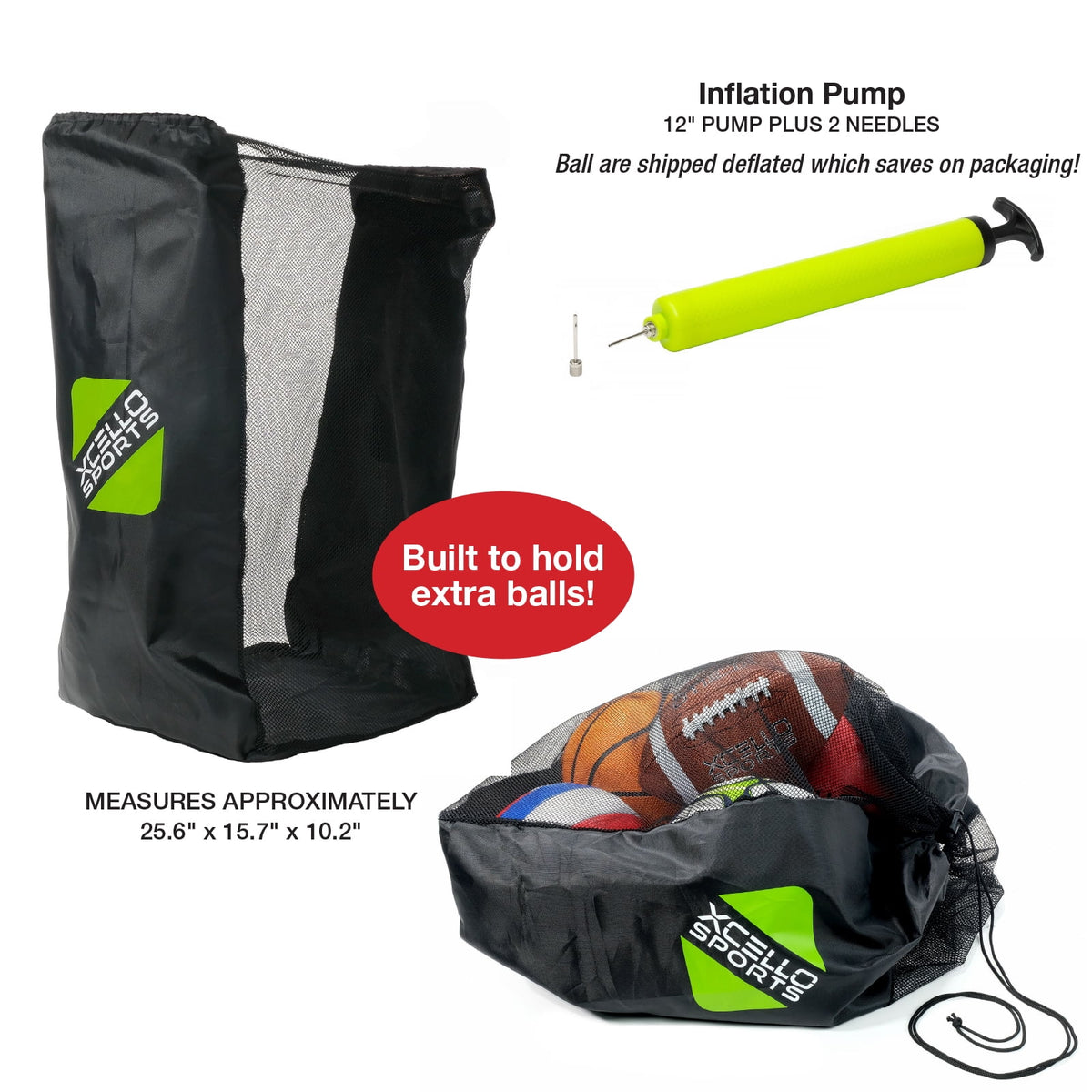 5 Ball Assortment with Ball Pump and Carry Bag A343509