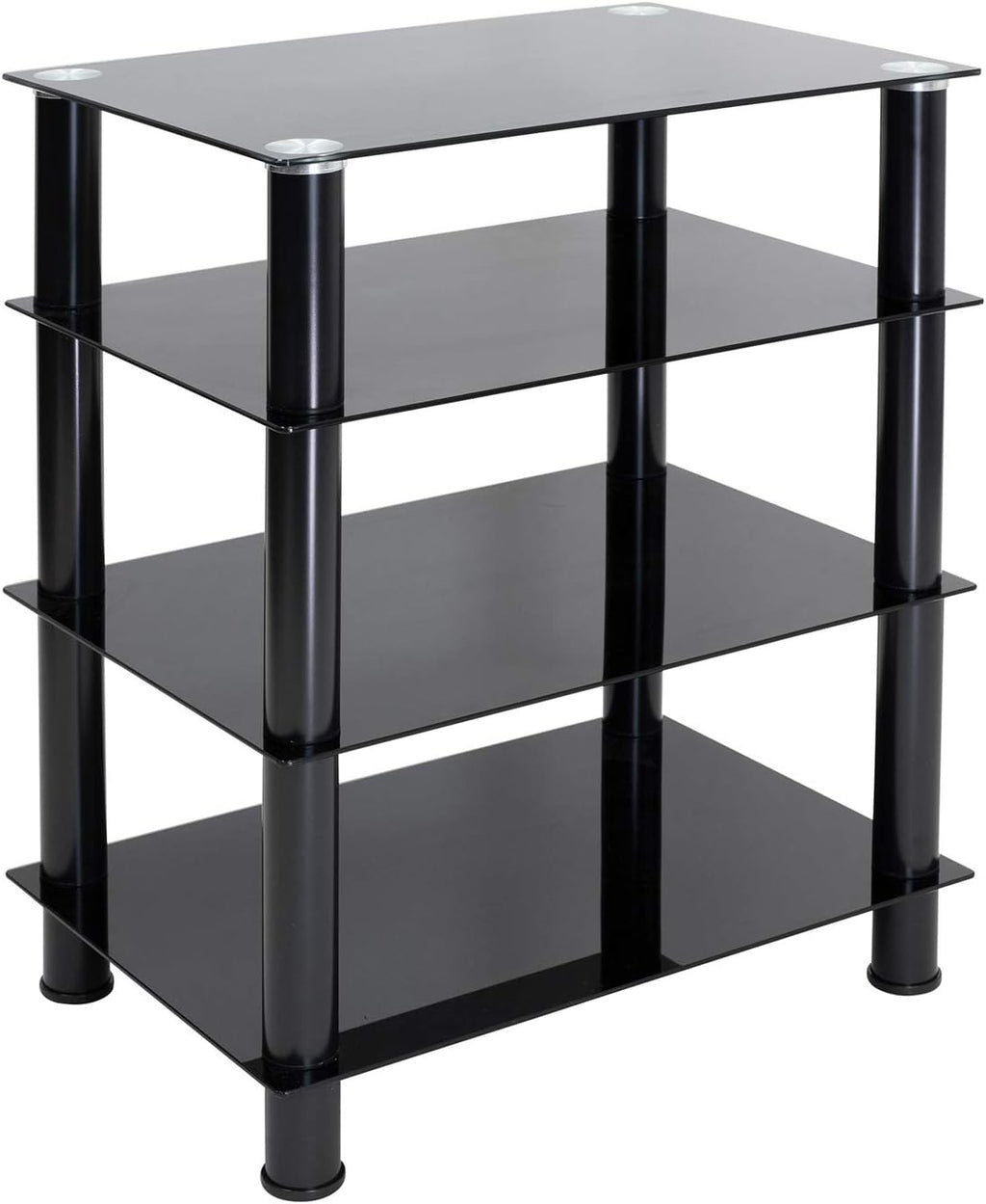 Tempered Glass AV Component Media Stand with 4 Shelves L33507