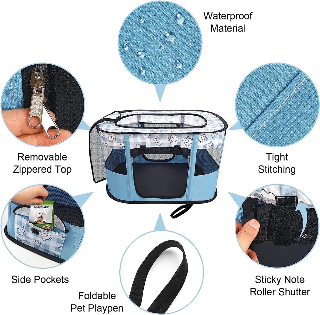 Portable Foldable Dog Playpen with Carrying Case P6910