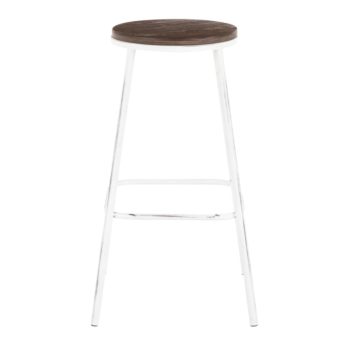 Industrial Round Bar Stool (Set of 2) Vintage White/Espresso Y1628