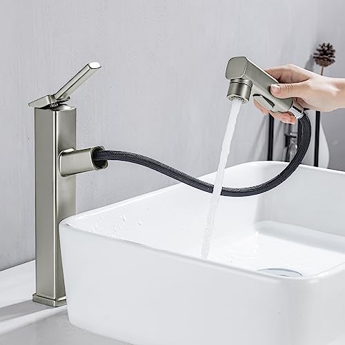Single Hole Pull Out Bathroom Faucet with Rotating Spout X180