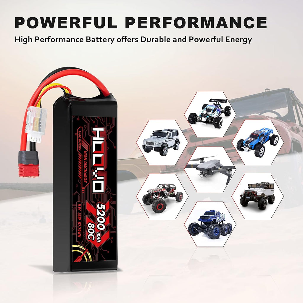 3S 11.1V 80C 5200mAh LiPo Battery with Deans T Plug 2 Packs J63920