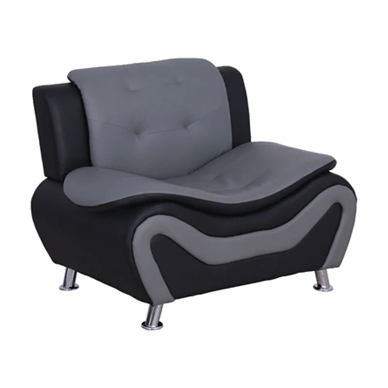 3-Piece Loveseat and 2 Club Chairs Set in Black & Gray L81547