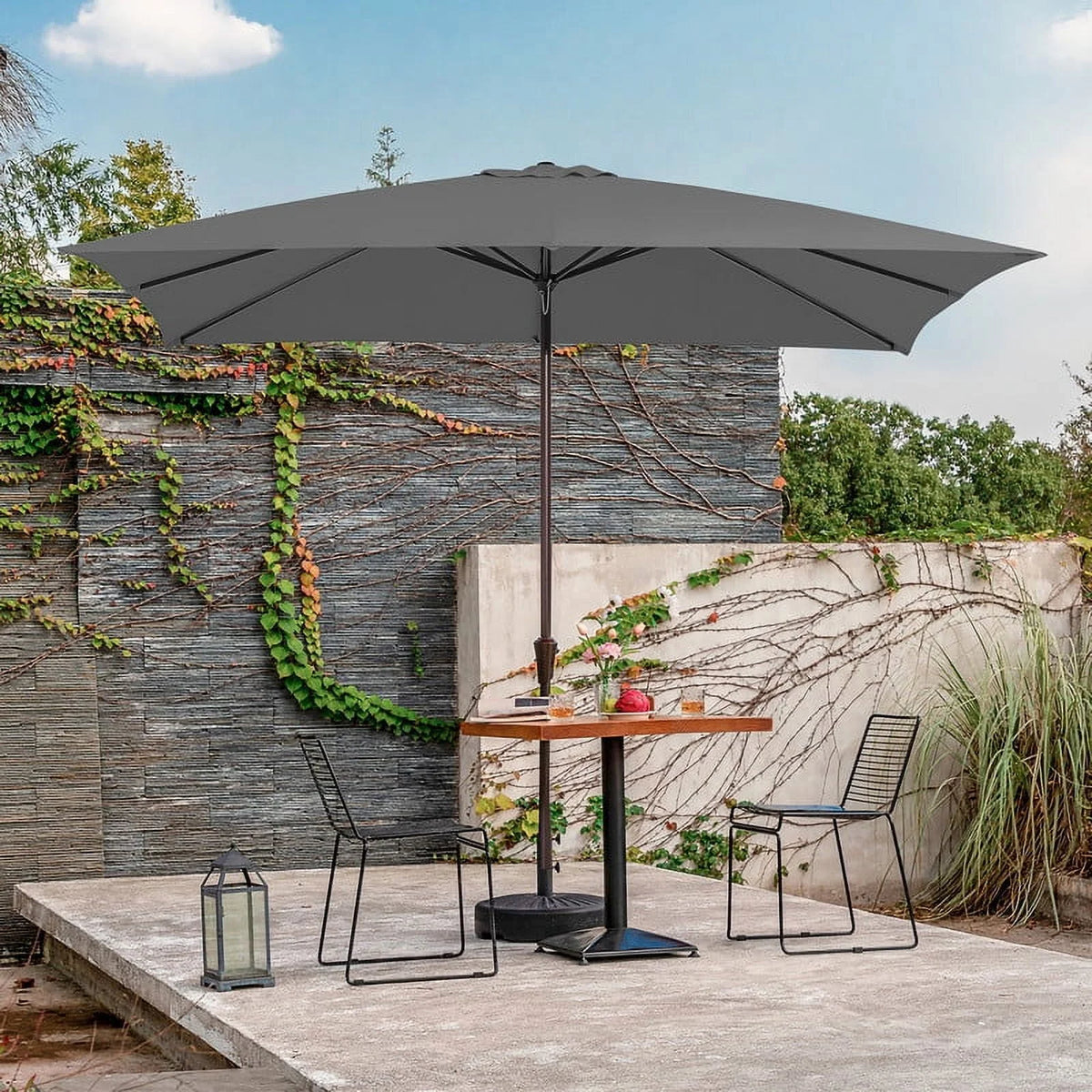 8 x 10 ft Outdoor Rectangular Patio Market Umbrella, Beige V6640