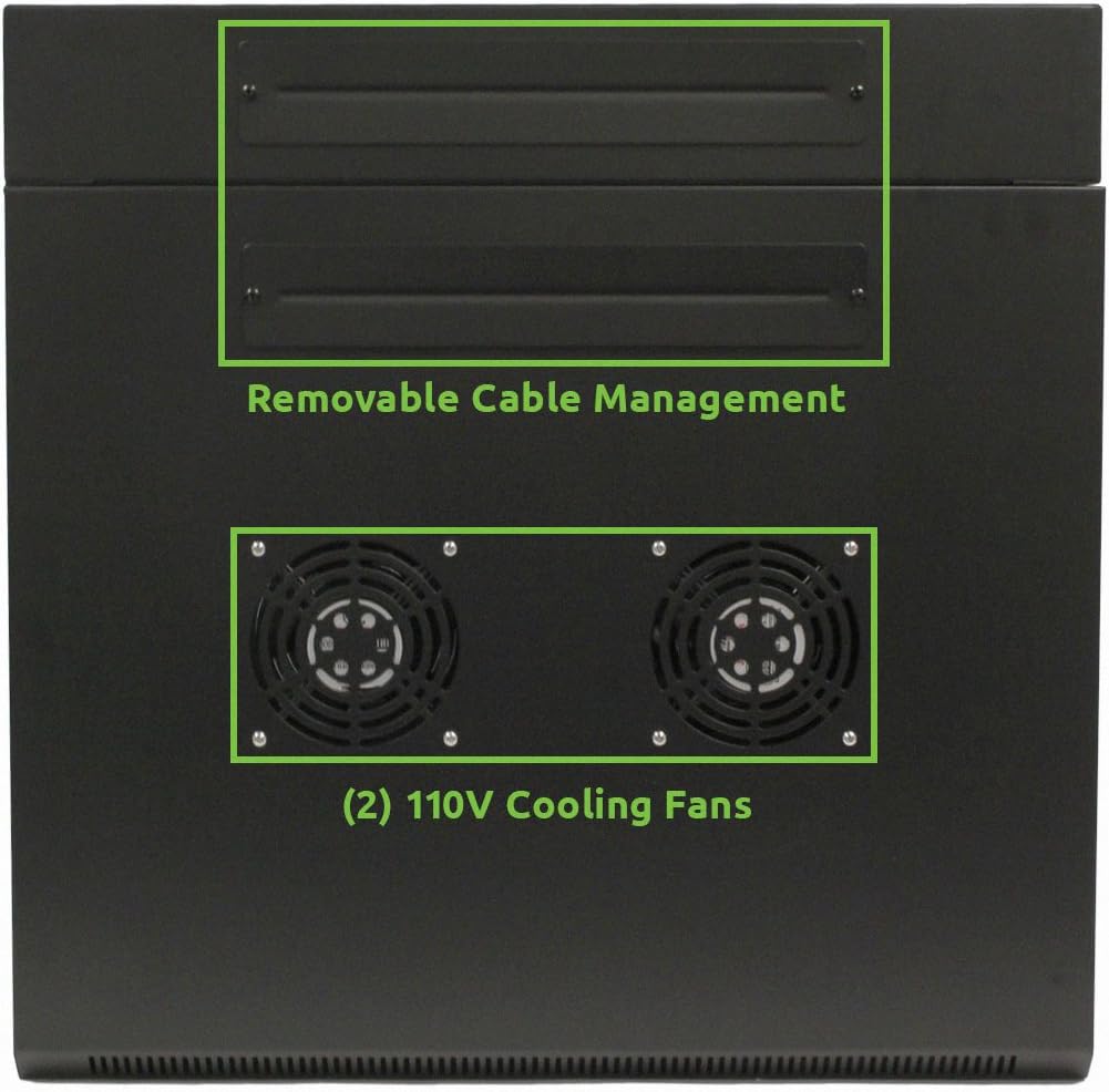 6U Wall-Mount Network Cabinet Enclosure, 600mm Depth, Hinged Back, Swing Gate Server Cabinet, Locks, Reversible Glass Front Door, 2 Fans L9094