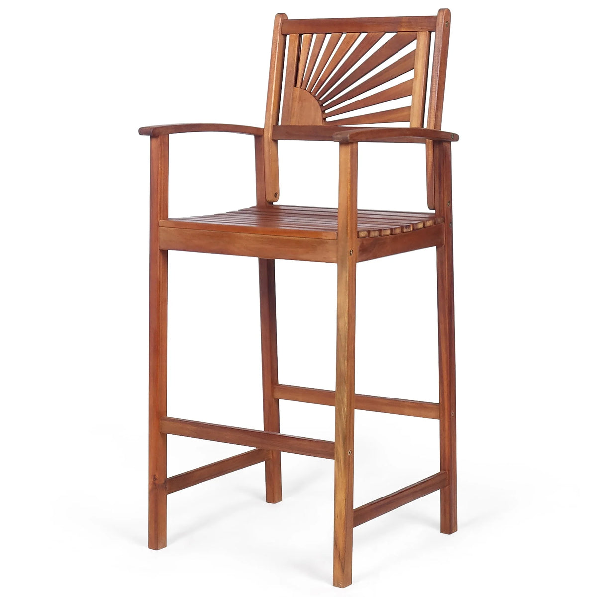 Set of 2 Acacia Wood Bar Stools with Armrests Y825