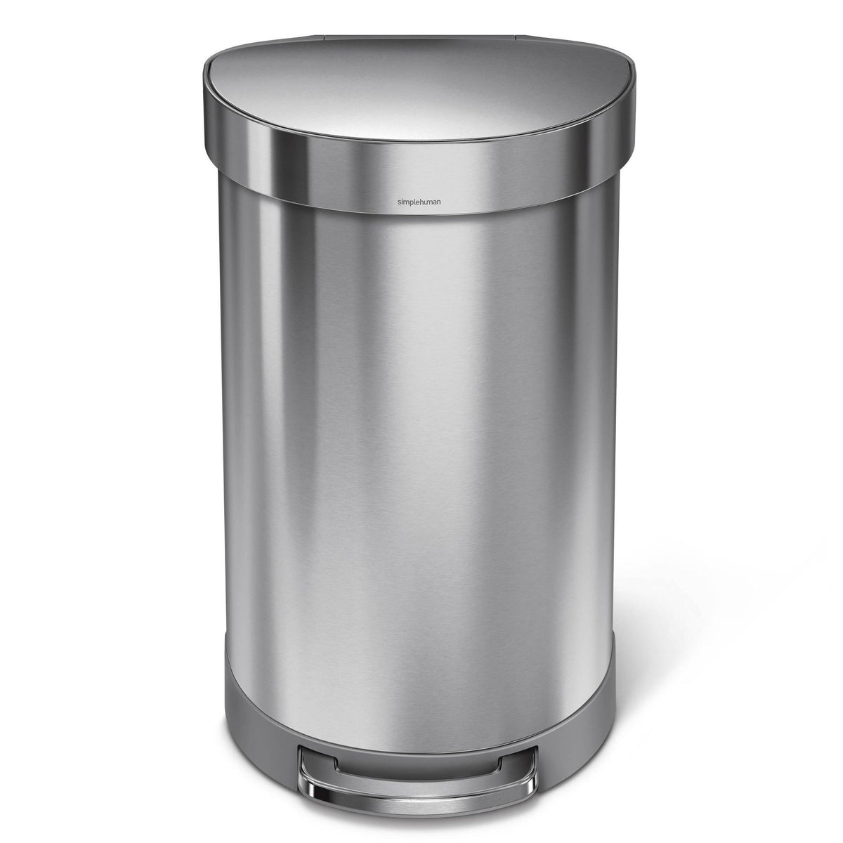 45L Semi-Round Step Trash Can Silver V223345