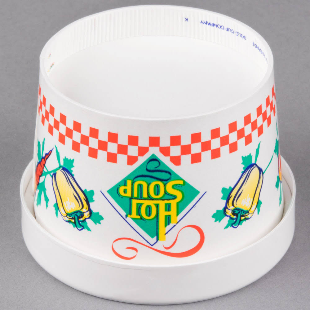 Double-Sided Polyethylene-Coated Paper Food Container with Lid, 8-oz. Capacity O653151