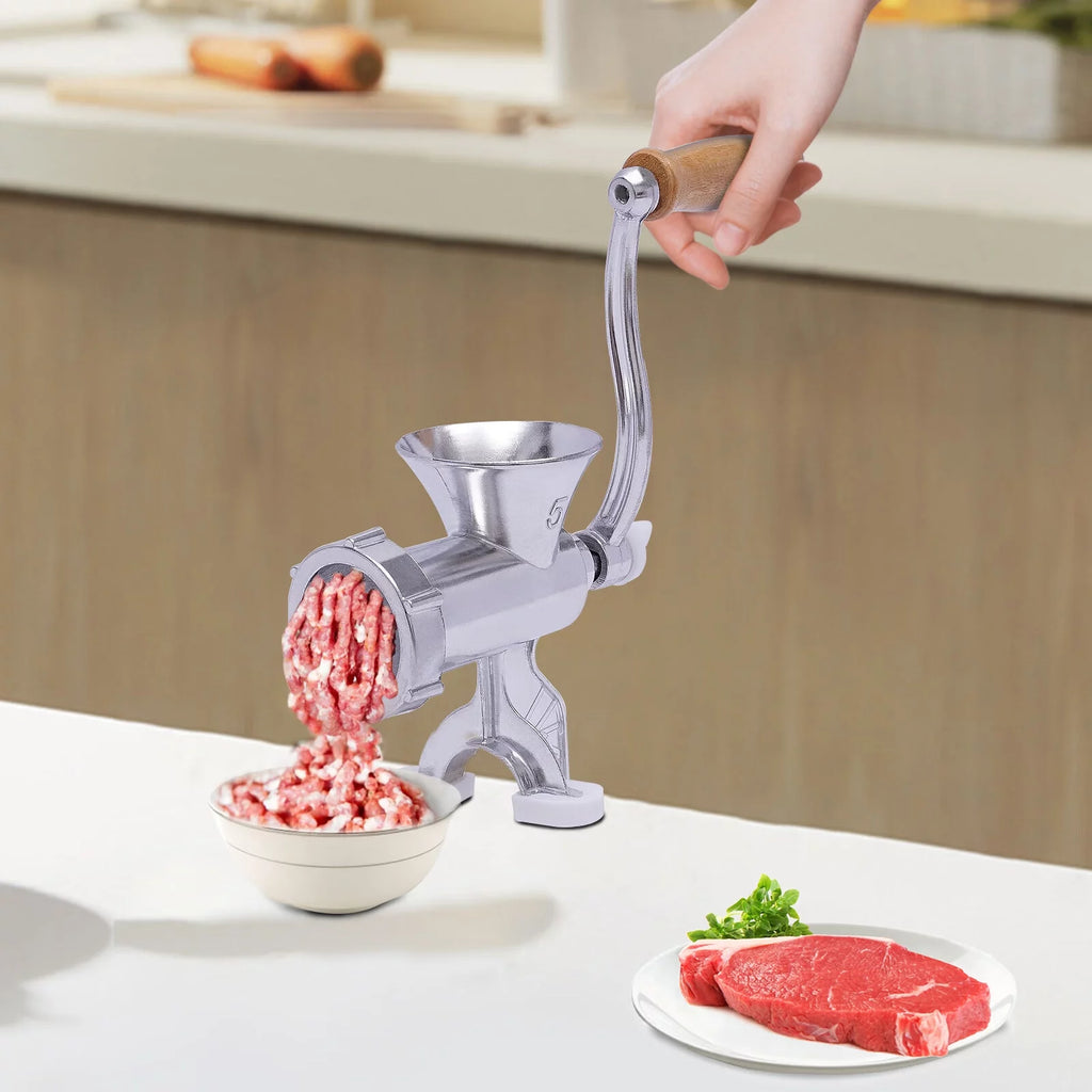 Manual Meat Grinder Aluminum Alloy Food Mincer Sausage Filler Hand Crank Meat Mincer Mixer with Tabletop Clamp D231