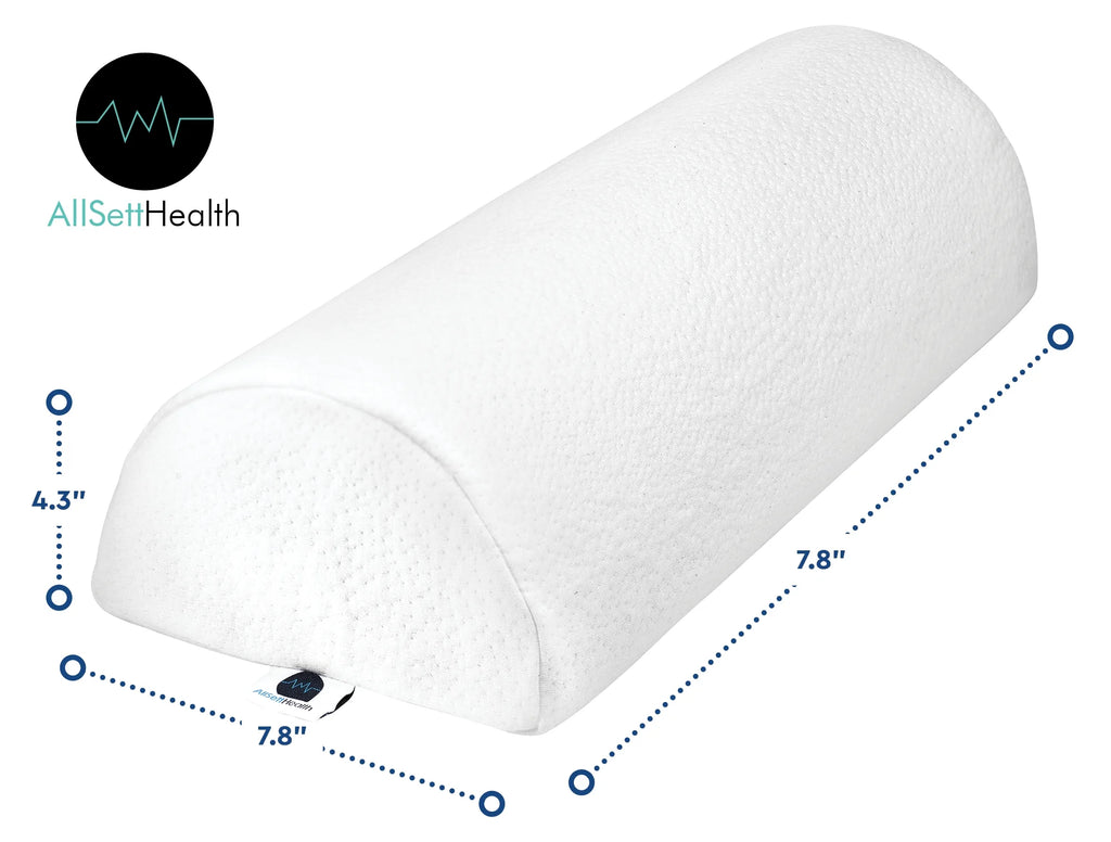 2 Pack XXL Half Moon Bolster Pillow with White Cotton Machine Washable Cover, Premium Memory Foam, 20.5" x 8" x 4.5" T387