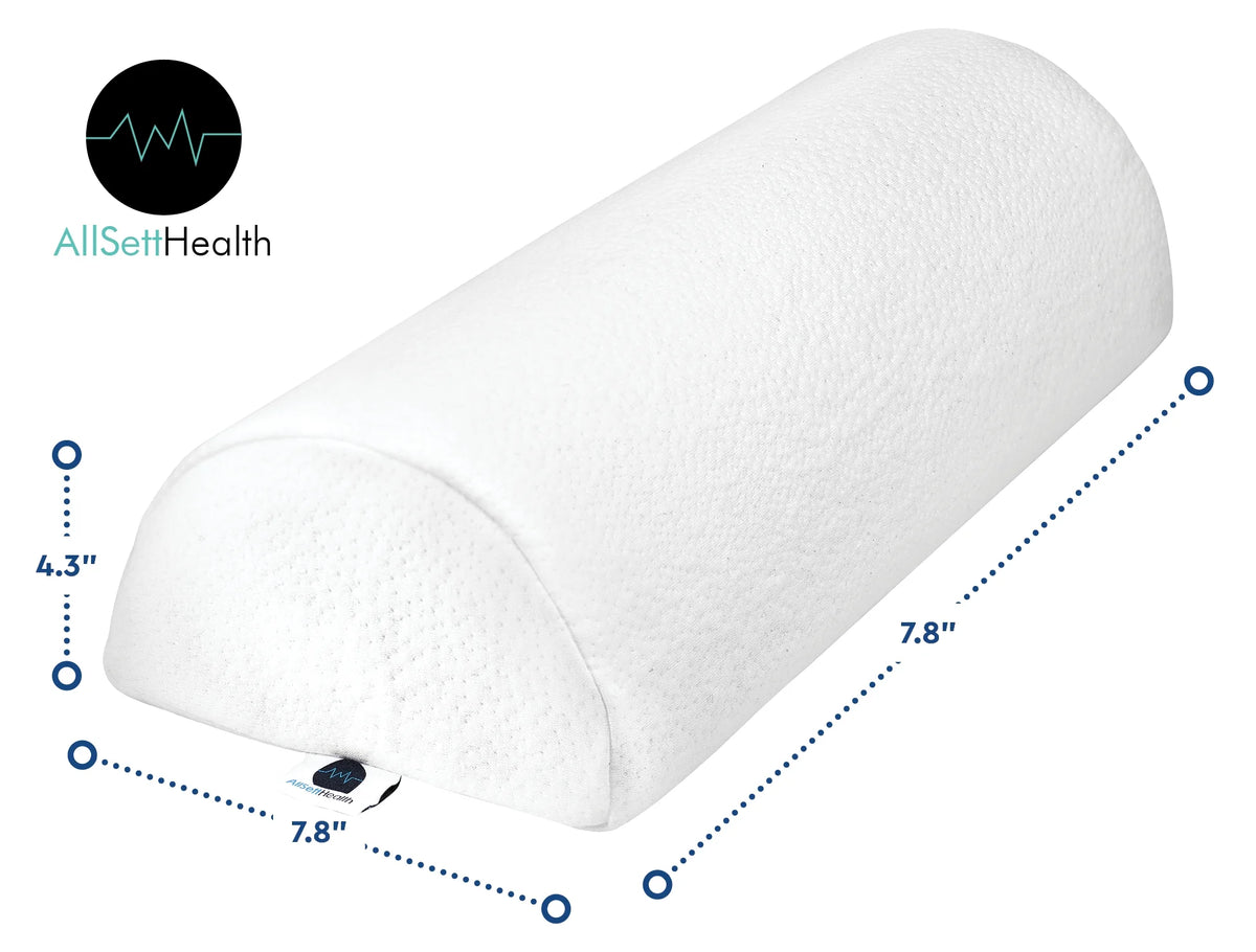 2 Pack XXL Half Moon Bolster Pillow with White Cotton Machine Washable Cover, Premium Memory Foam, 20.5" x 8" x 4.5" T387