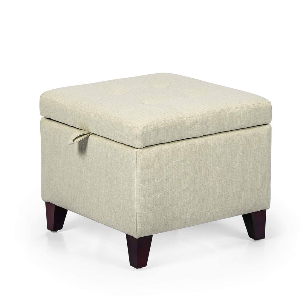 Square Fabric Storage Ottoman with Tufted Flip Top H91868