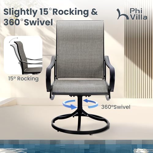 5 Pcs Outdoor Patio Dining Set with Swivel Chairs and Metal Dining Table H43671