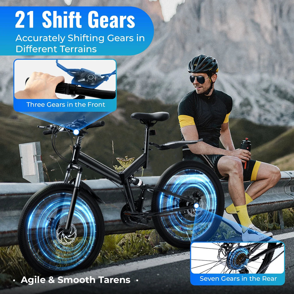 26 inch 21 Speed Full Suspension Folding Mountain Bike G78412