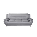 Grey Faux Leather Pillow Top Arm Sofa J6932