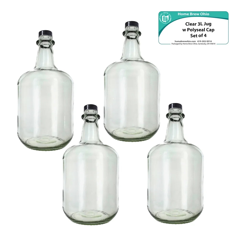 Pack of Four 3L Jug Bottles with Polyseal Caps E6305