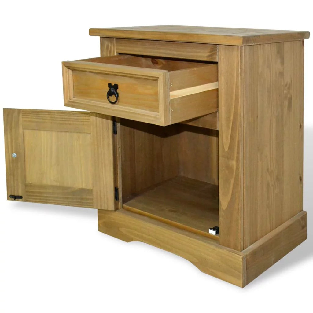 Rustic Wood Nightstand with Storage Drawer and Cabinet R2292