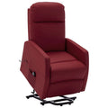 Wine Red Faux Leather Power Lift Massage Recliner V1274