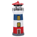 LED Solar Lighthouse Statue Rotating Lawn Decorations I23558