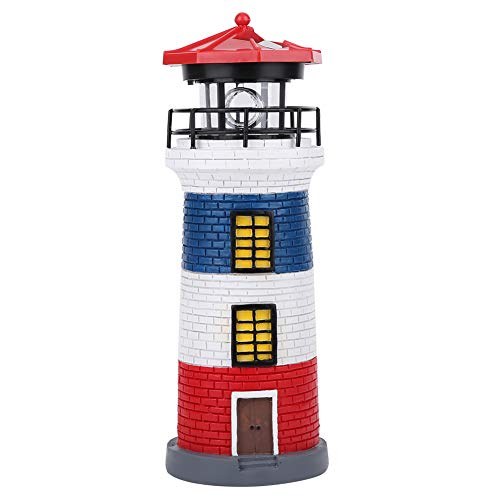 LED Solar Lighthouse Statue Rotating Lawn Decorations I23558