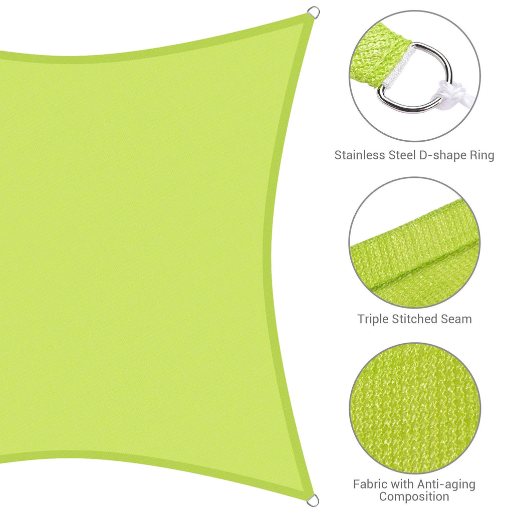 Apple Green 12x12Ft 97% UV Block Square Sun Shade Sail V2661