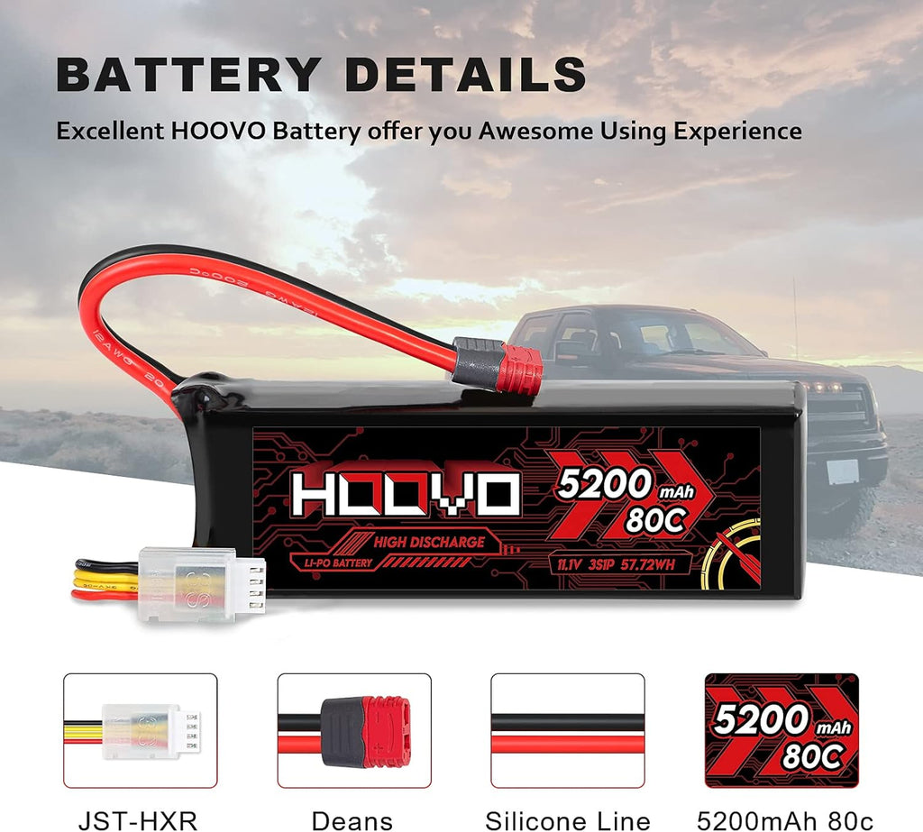3S 11.1V 80C 5200mAh LiPo Battery with Deans T Plug 2 Packs J63920
