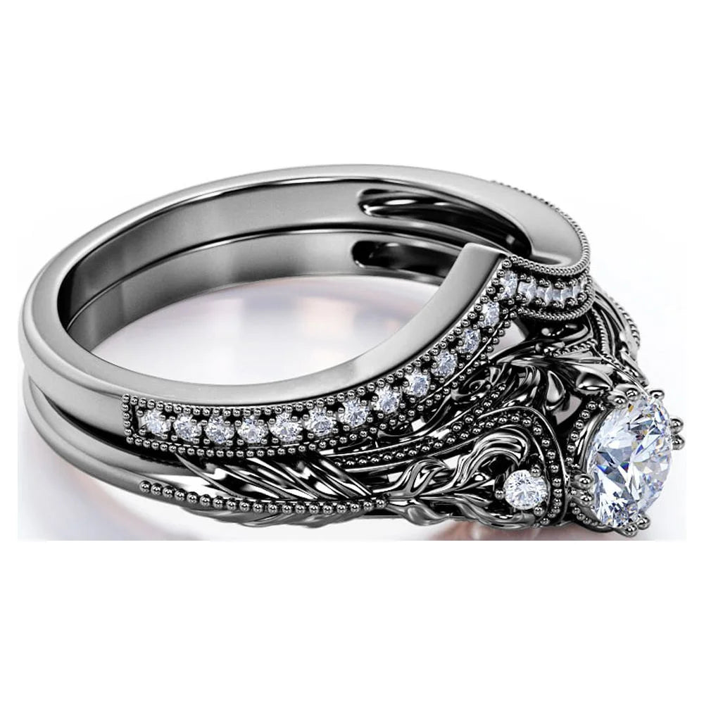 10k Black Gold Diamond Wedding Ring Set W354081