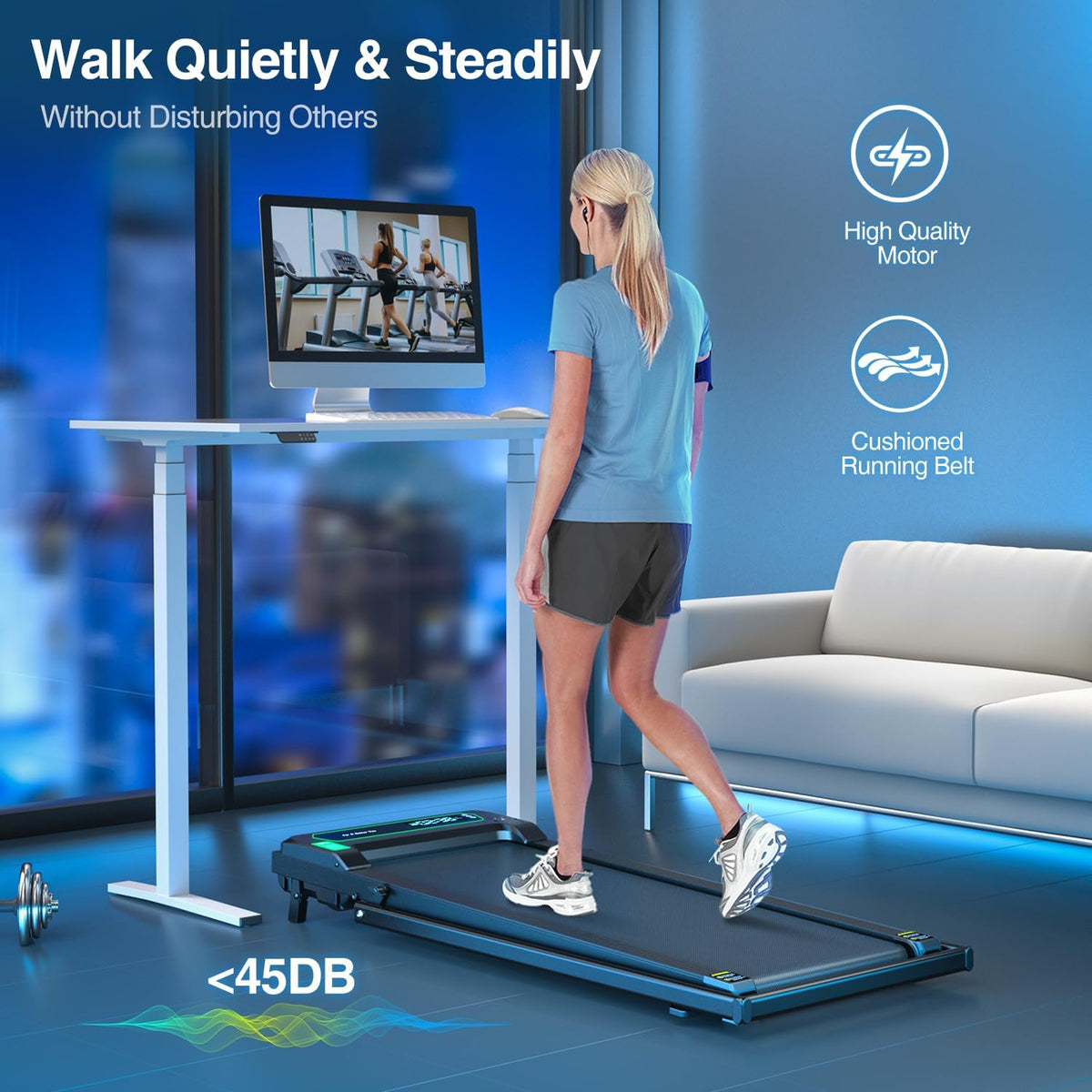 Walking Pad Under Desk Treadmill 2 in 1 Folding Treadmill with Remote Control LED Display H296