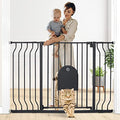 30" Tall Black Metal Baby Gate with Pet Door E716771