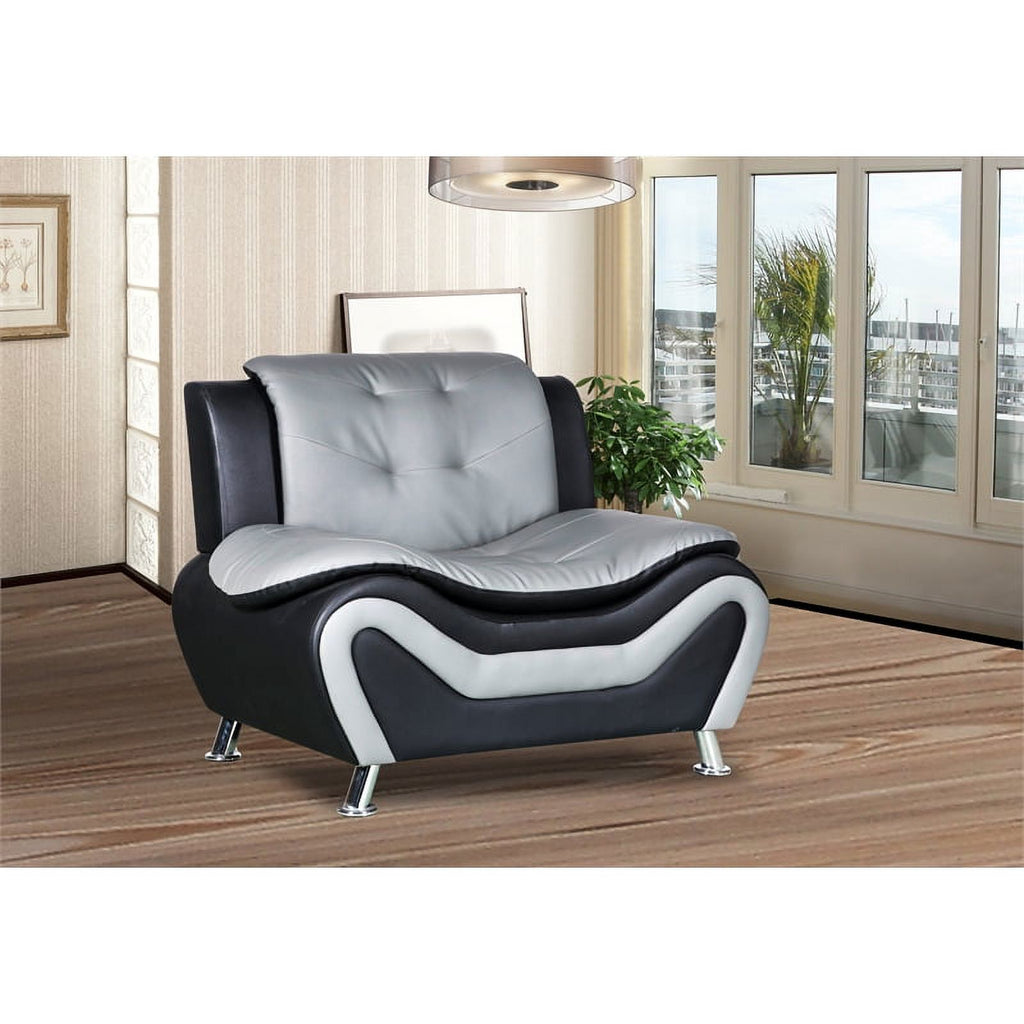 3-Piece Loveseat and 2 Club Chairs Set in Black & Gray L81547
