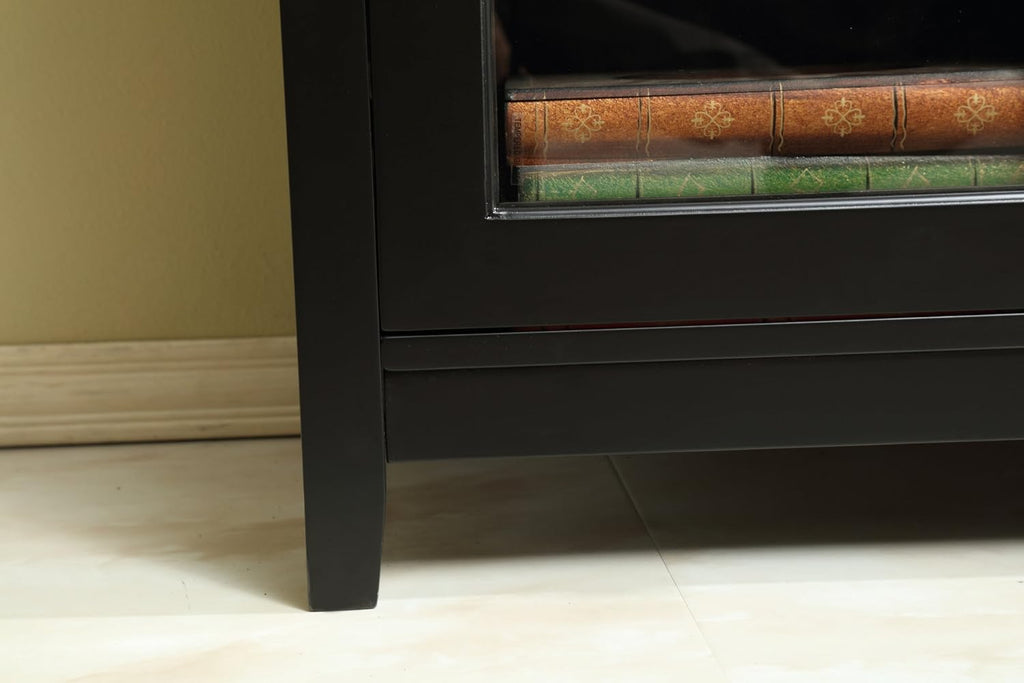 Black Wooden Sideboard with Wine Rack Y674