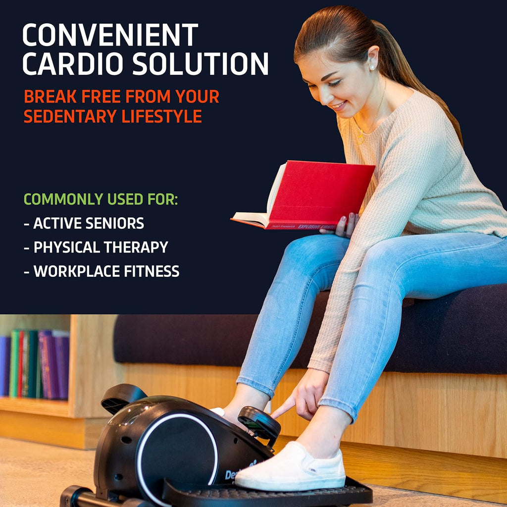 Black Compact Under Desk Elliptical Machine X28799