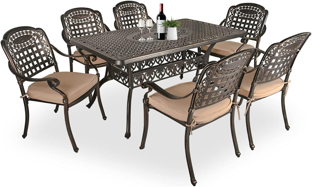 5-Piece Cast Aluminum Patio Dining Set with Umbrella Hole P205
