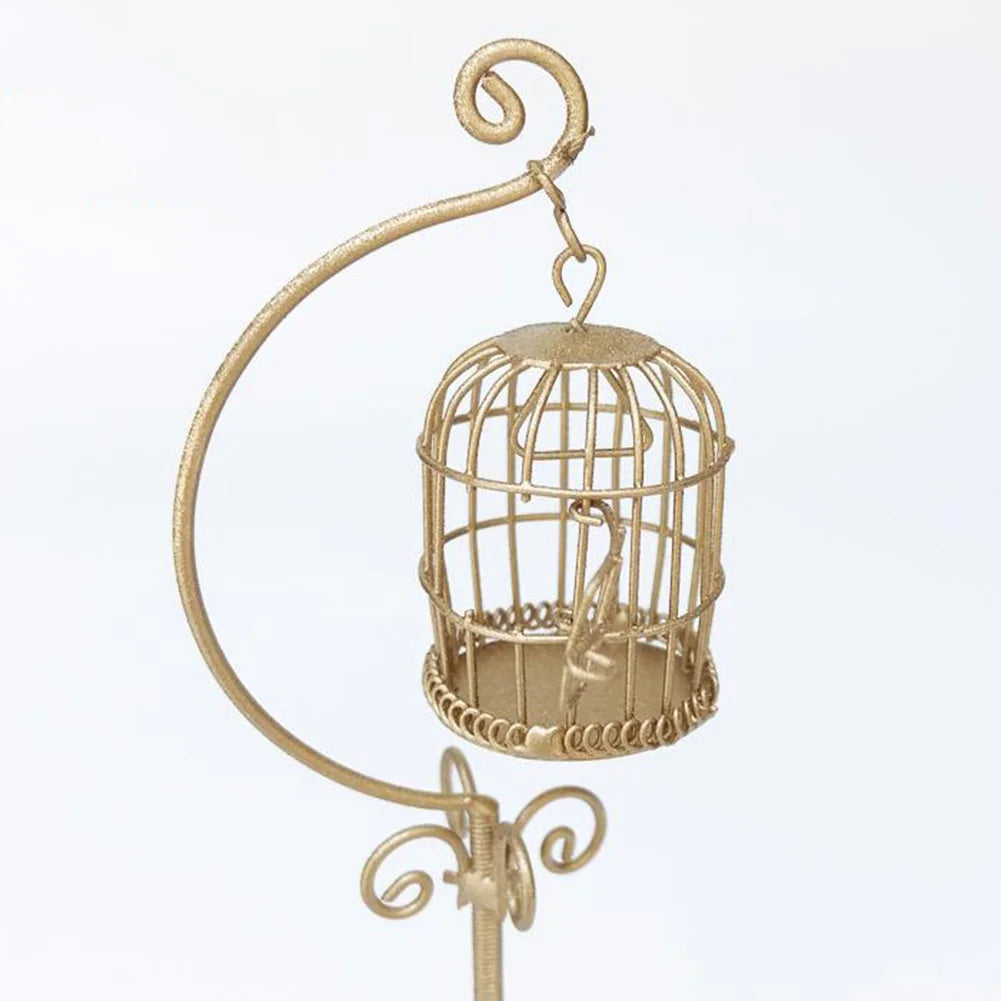 Miniature Metal Bird Cage Dollhouse Decoration O2466