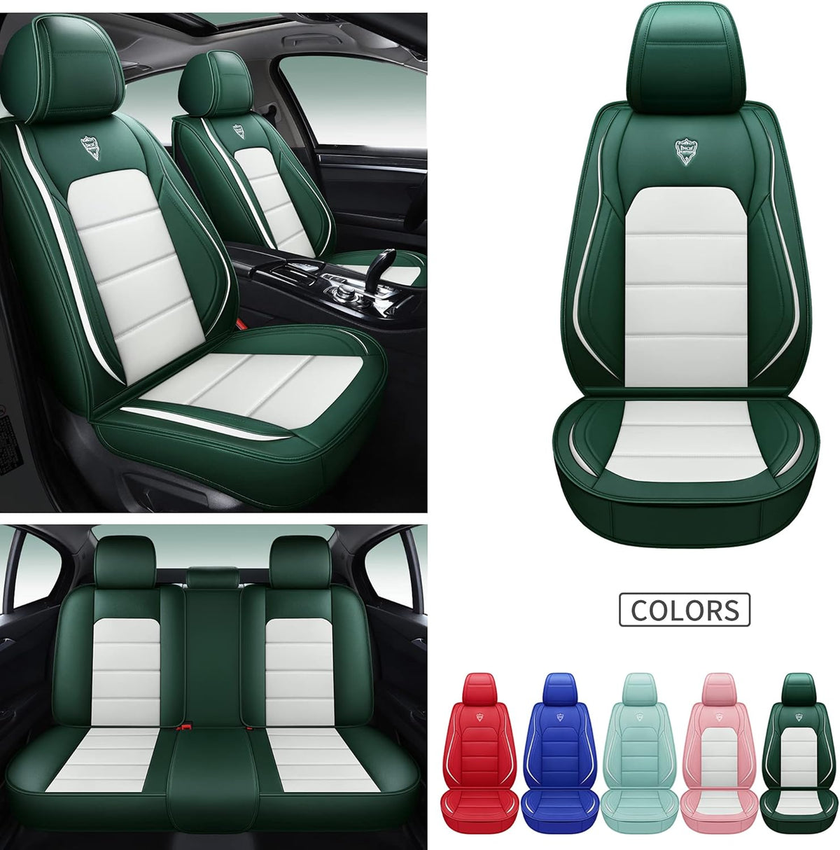 Blue Synthetic Leather Car Seat Cover Set L8207