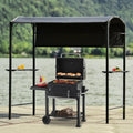 Outdoor Iron BBQ Grill Gazebo with Side Awning R85276