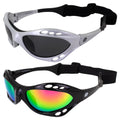2 Pairs Padded Polarized Sunglasses w/Strap Silver w/Smoke Lens Black w/Pink Mirror Lens H29600