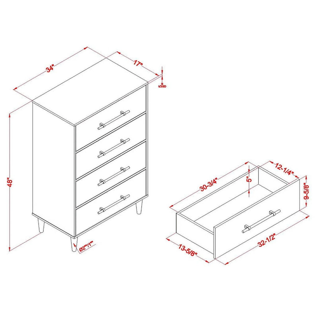 Farmhouse Wood 4-Drawer Chest X5457