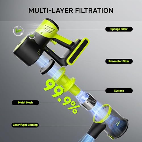 Cordless Vacuum Cleaner, 45Kpa 55 Mins Lightweight Anti-Tangle J547350
