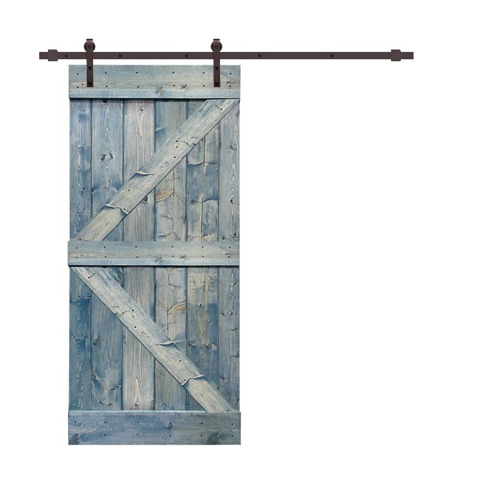 Stained Wood Sliding Barn Door with Hardware Kit U935346