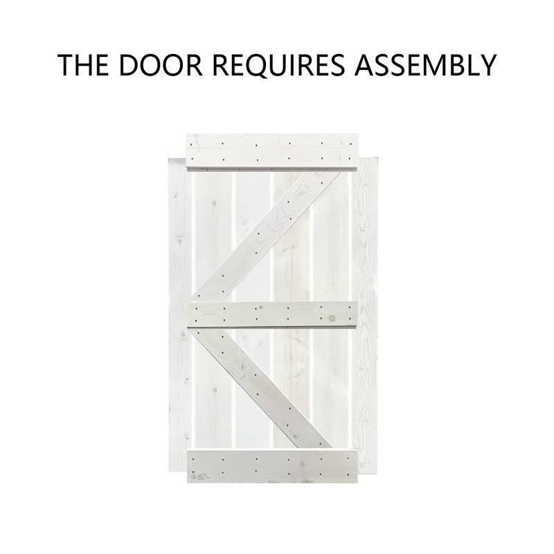 Stained Wood Sliding Barn Door with Hardware Kit U935346